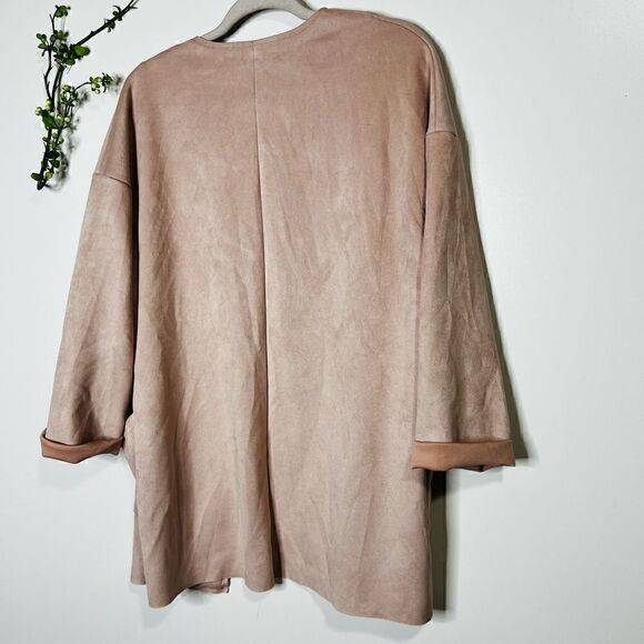 Joan Vass Light Pink Suede Feel Open Front Blazer - Picture 11 of 12